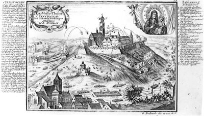 The monastery of Jasna Gora, Czestochowa, under siege by Swedish forces in 1655 by Gabriel Bodenehr
